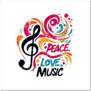 Peace love music Posters and Art